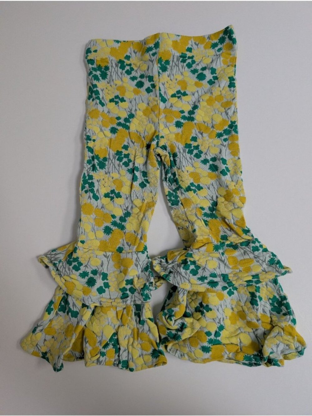 Kate Quinn Bamboo Sunshine Floral Yellow Flowers Anne Pants 2T Ruffle Flares